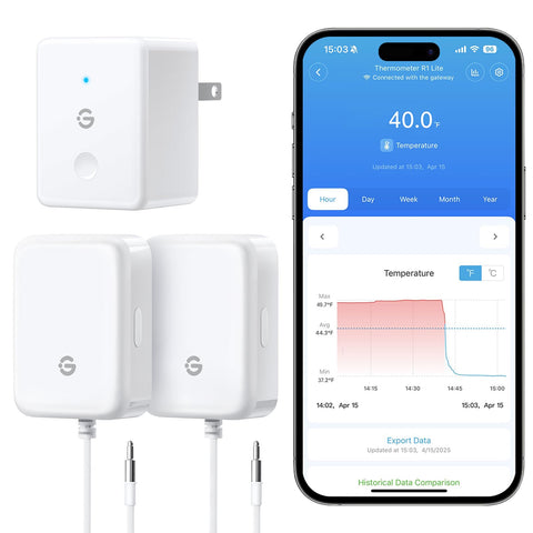 GoveeLife front-facing packaging showing 2-pack sensors and gateway for easy identification and setup