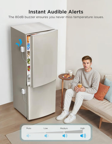 GoveeLife sensor placed inside fridge demonstrating temperature protection