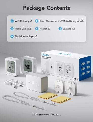 GoveeLife system in a kitchen lifestyle scene showing household temperature protection benefit