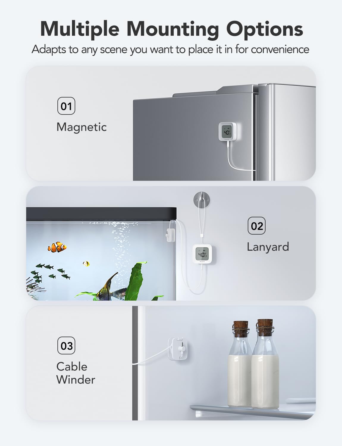 GoveeLife magnetic holder attached to metal surface showing tidy cable management benefit