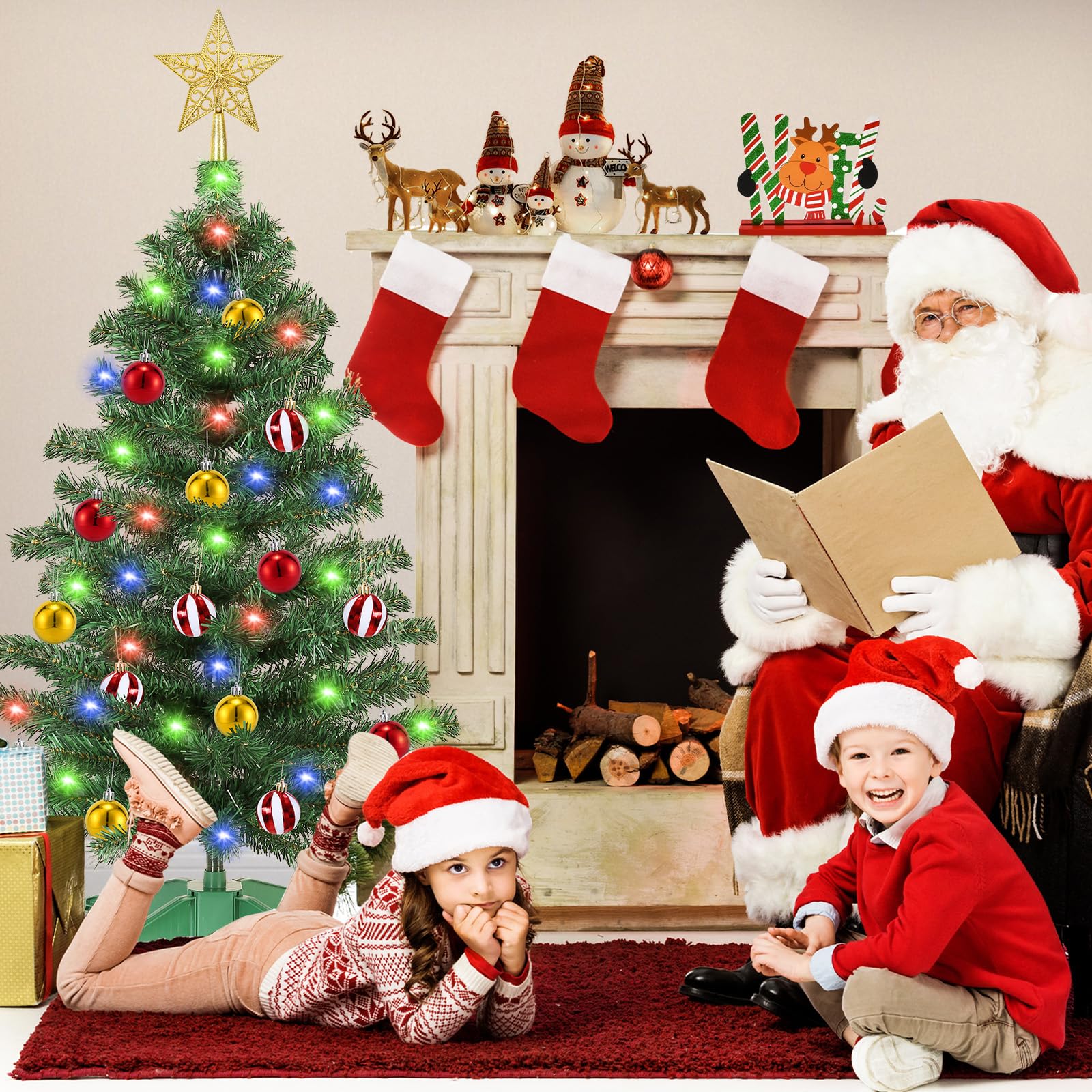 Govetom tree on table in living room creating festive countertop decor