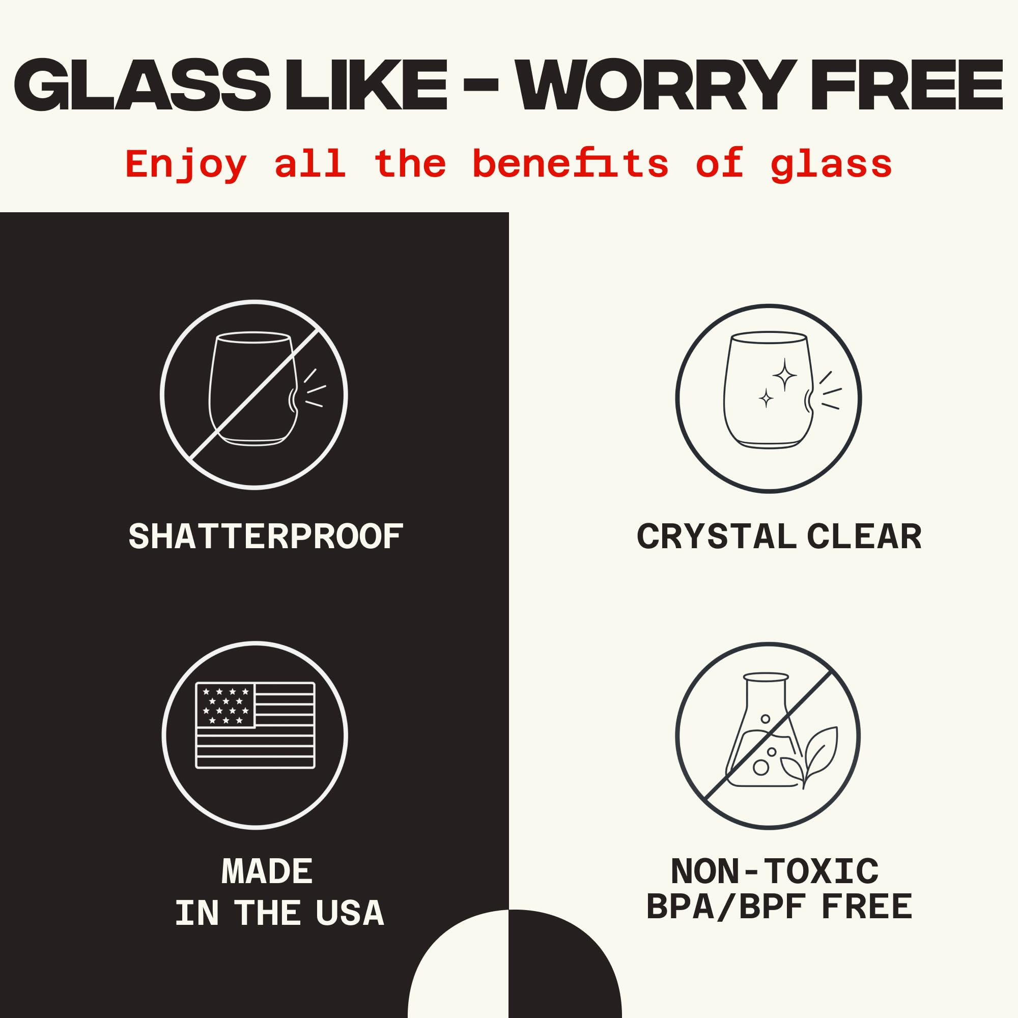 Govino glass held in hand demonstrating lightweight comfort and balance