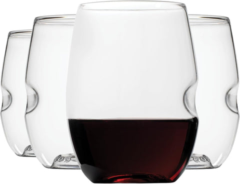 Govino set of four stemless glasses front view showcasing elegant clear look