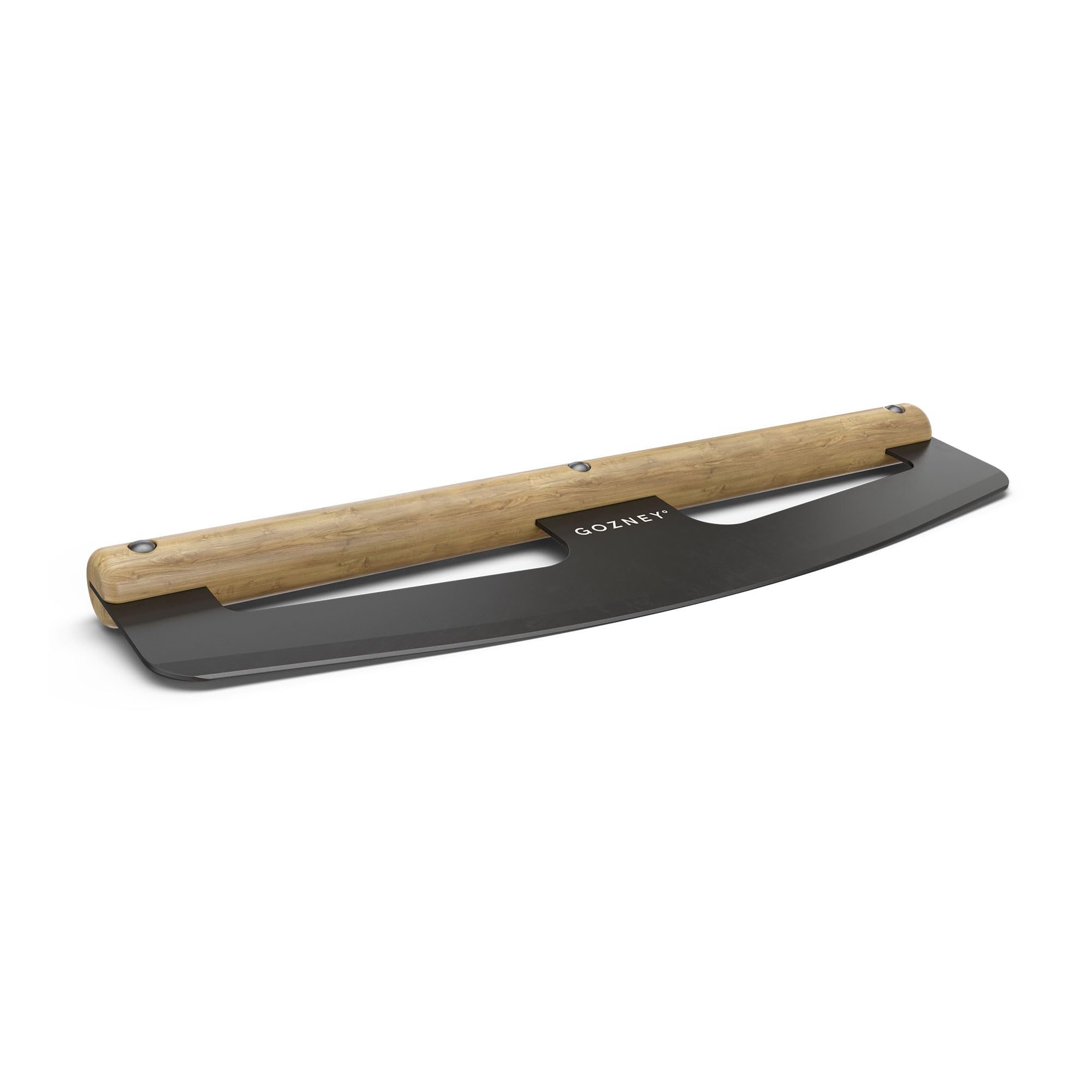 Gozney pizza rocker front view showing full blade for precise slicing