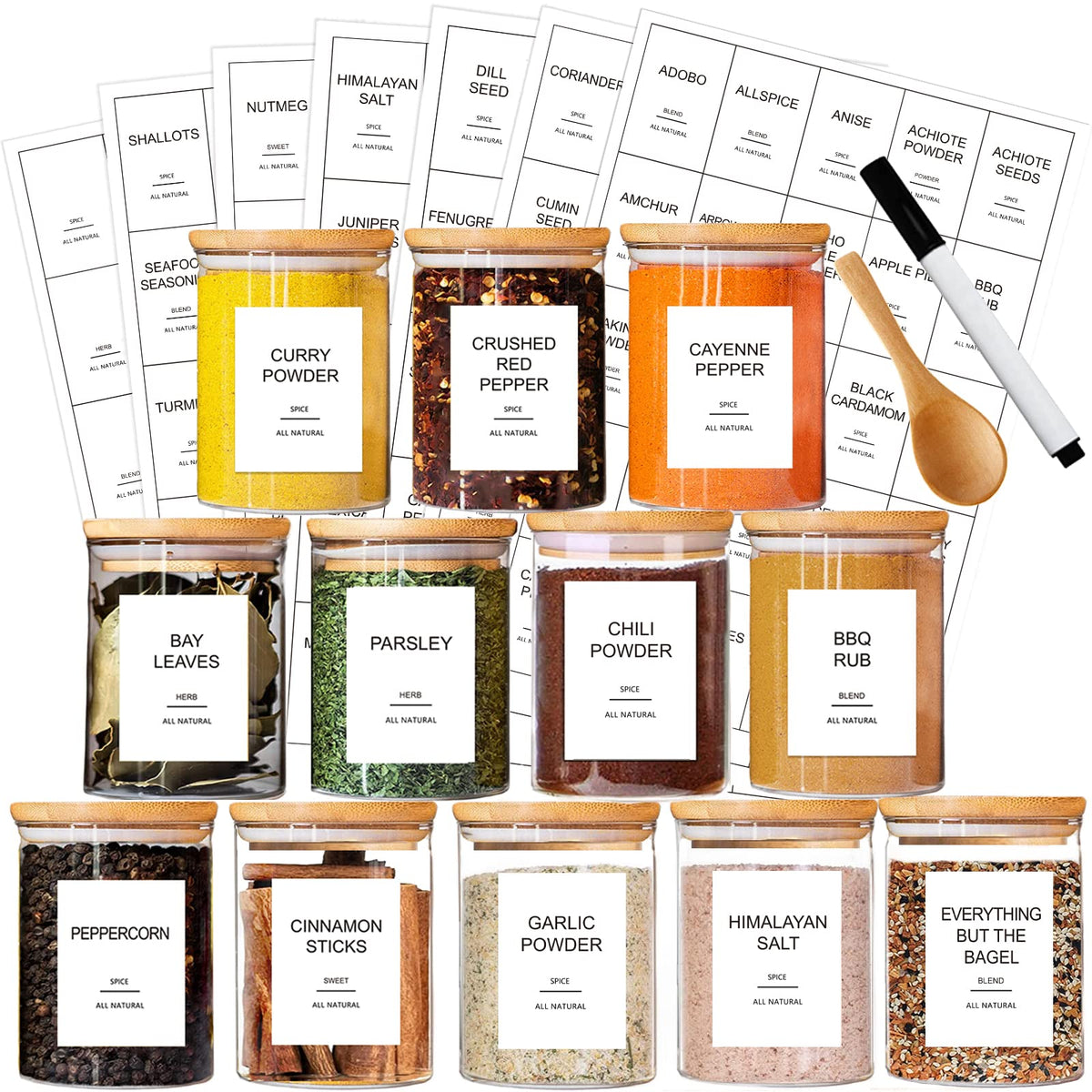 GPOVVIMX front view of full 12-jar set showing organized benefit
