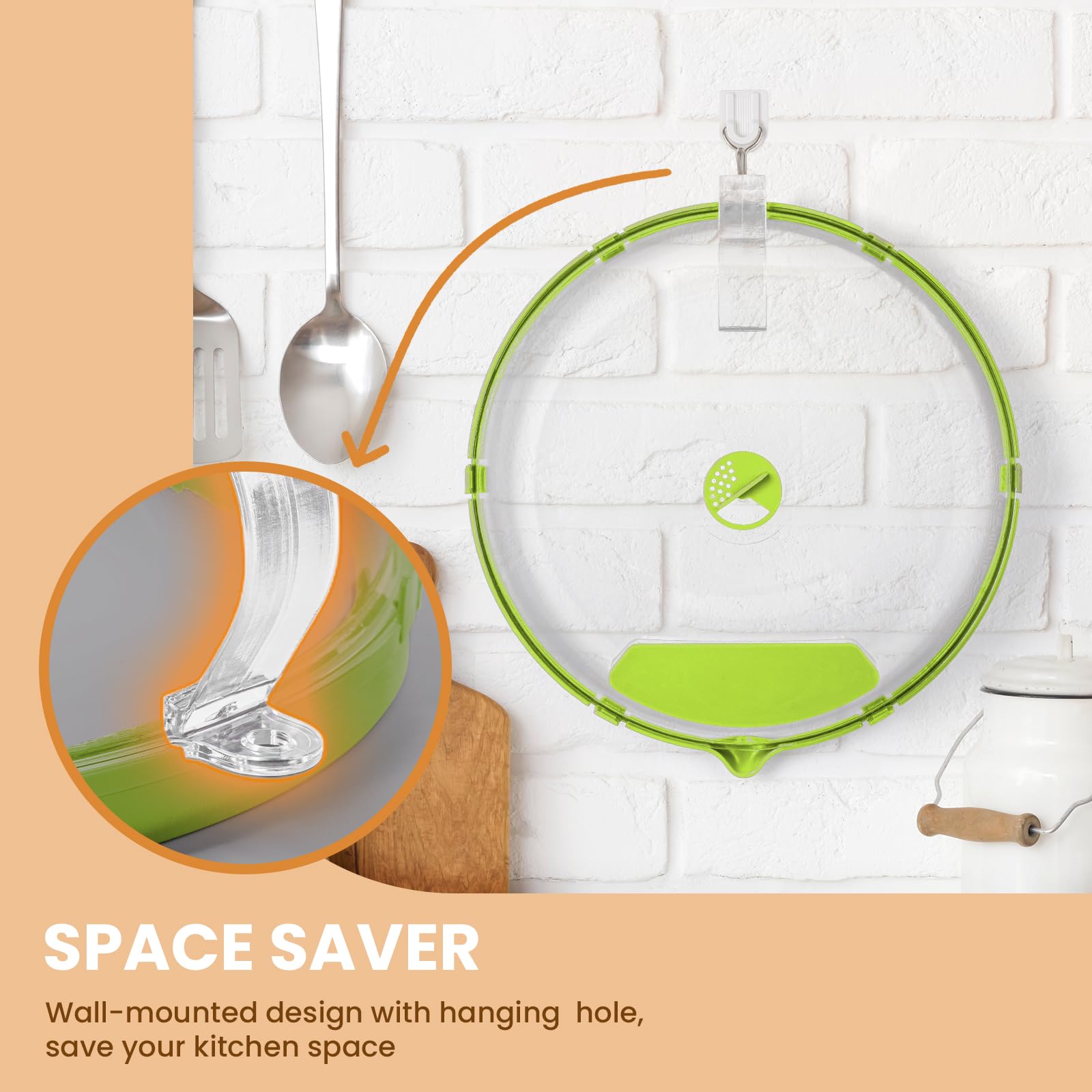 Gracenal hanging on kitchen hook to save cabinet space and stay handy