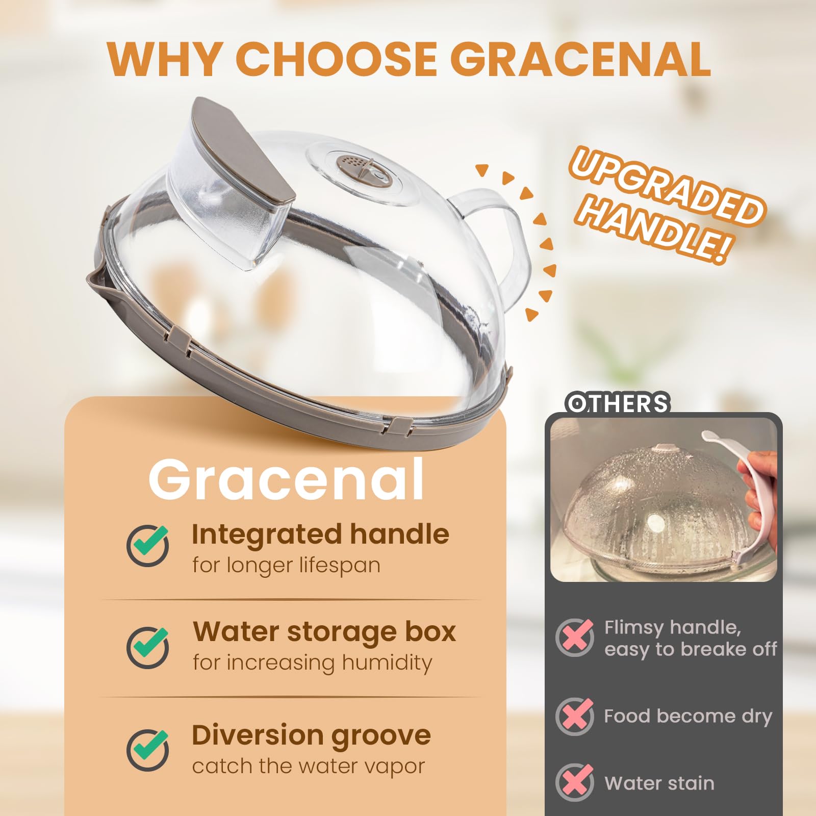 Gracenal cover in use reheating pasta with steam preserving texture and taste