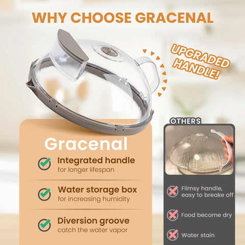Gracenal cover in use reheating pasta with steam preserving texture and taste