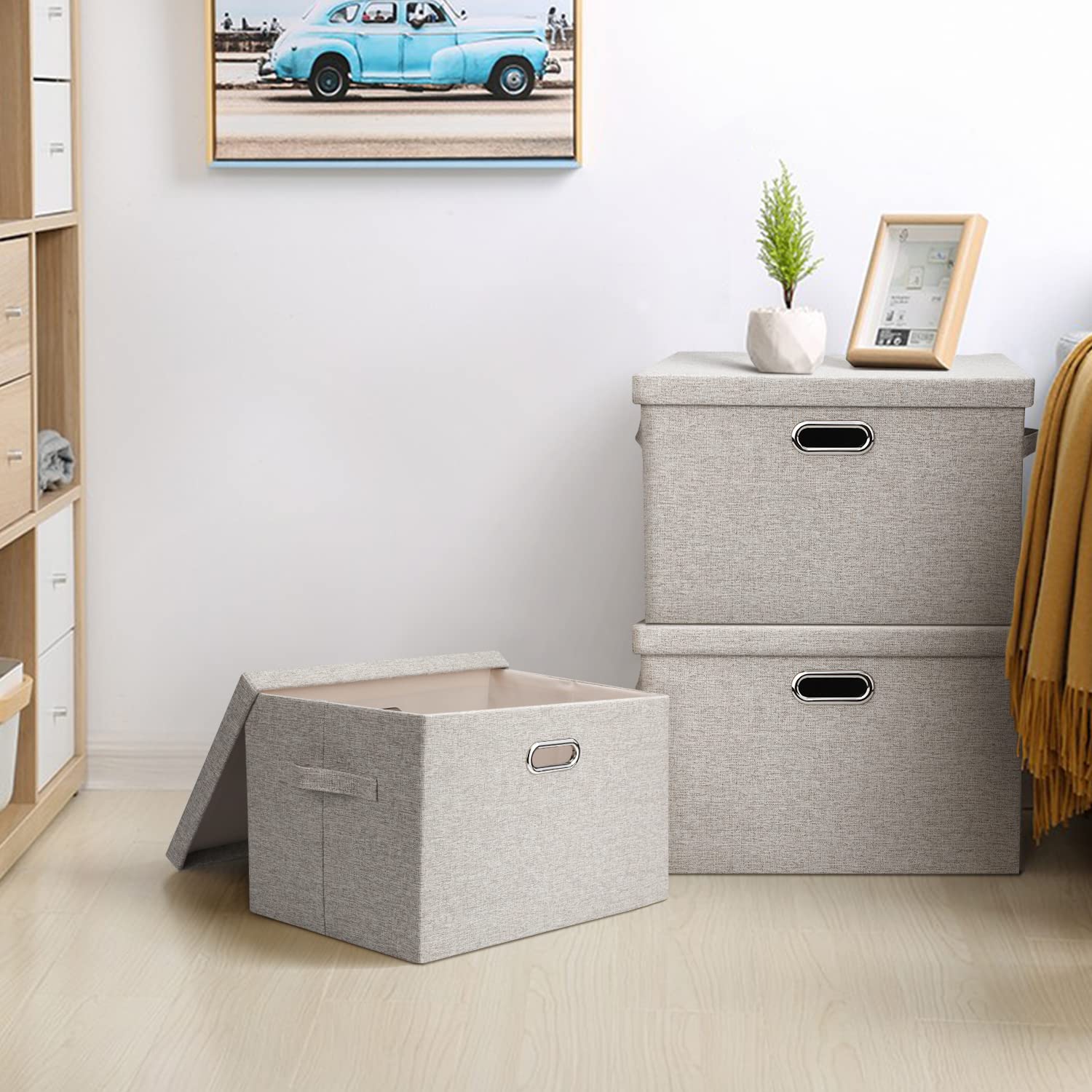 Graciadeco bins collapsed flat to show compact storage convenience when not in use