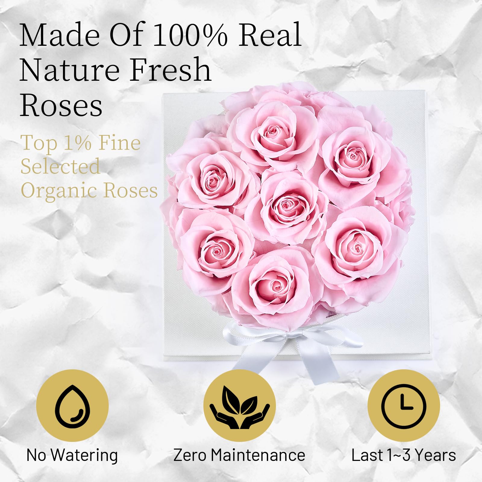 Graclect close-up preserved rose petals showcasing natural texture and long-lasting beauty
