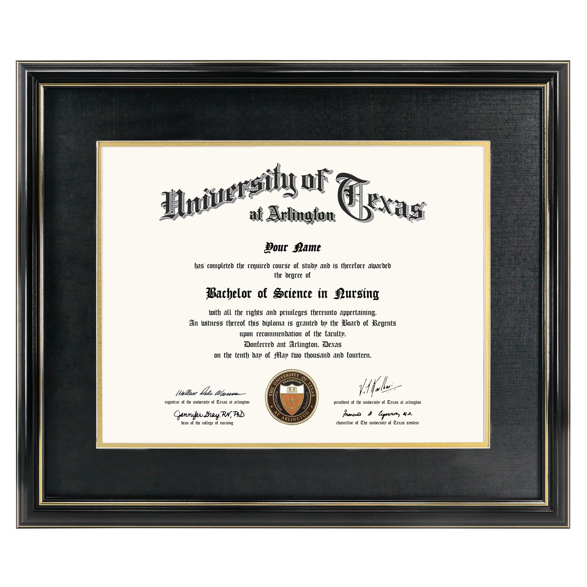 GraduationMall front view glossy black frame showing elegant display benefit