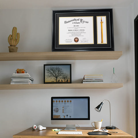 GraduationMall framed diploma on desk and wall illustrating polished decor and gifting benefit
