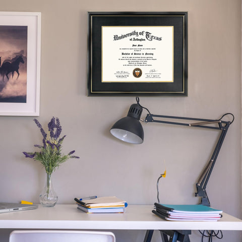 GraduationMall frame on office wall adding professional decor benefit