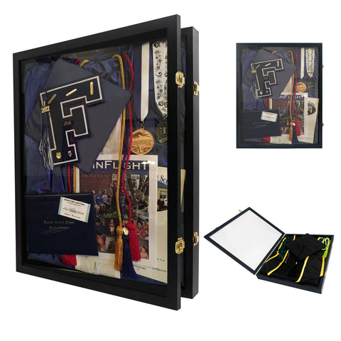 GraduationMall front view of shadow box showing classic black frame for elegant display