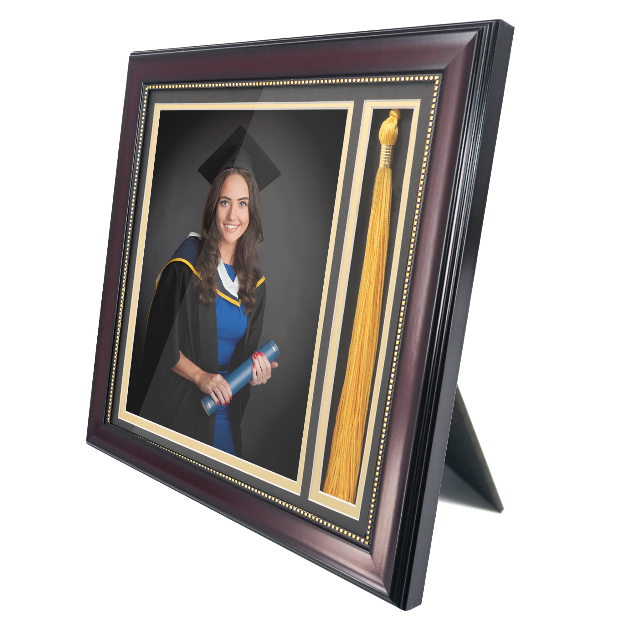 GraduationMall tassel holder close-up securing tassel beside the 8x10 picture