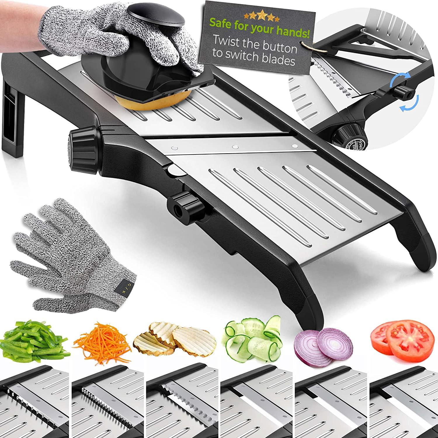 Gramercy front view folded mandoline showing compact storage and quick access