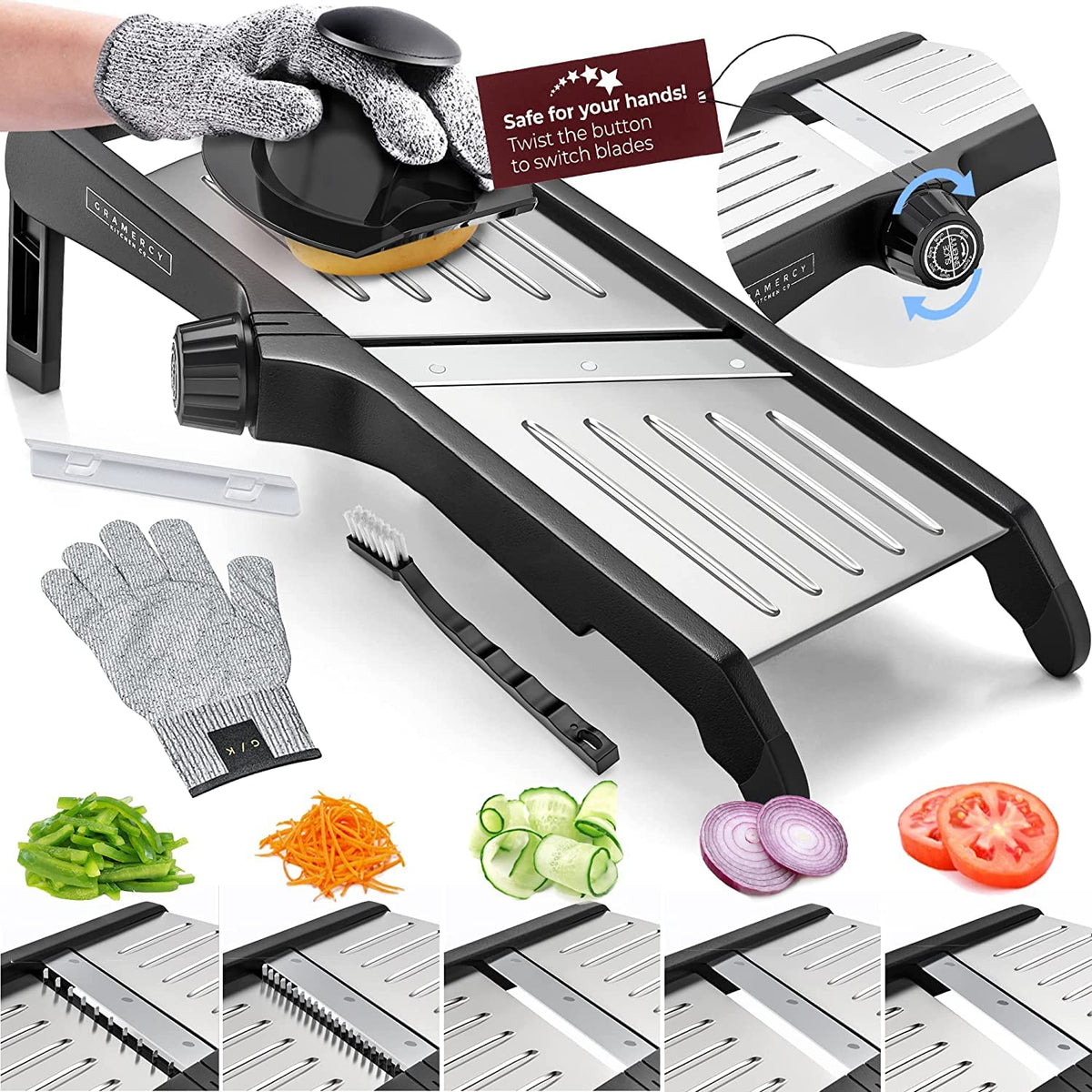 Gramercy LITE front view showing compact slicer and dial benefit: easy setup