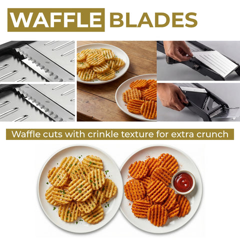 Gramercy safety glove and food holder displayed for protected slicing
