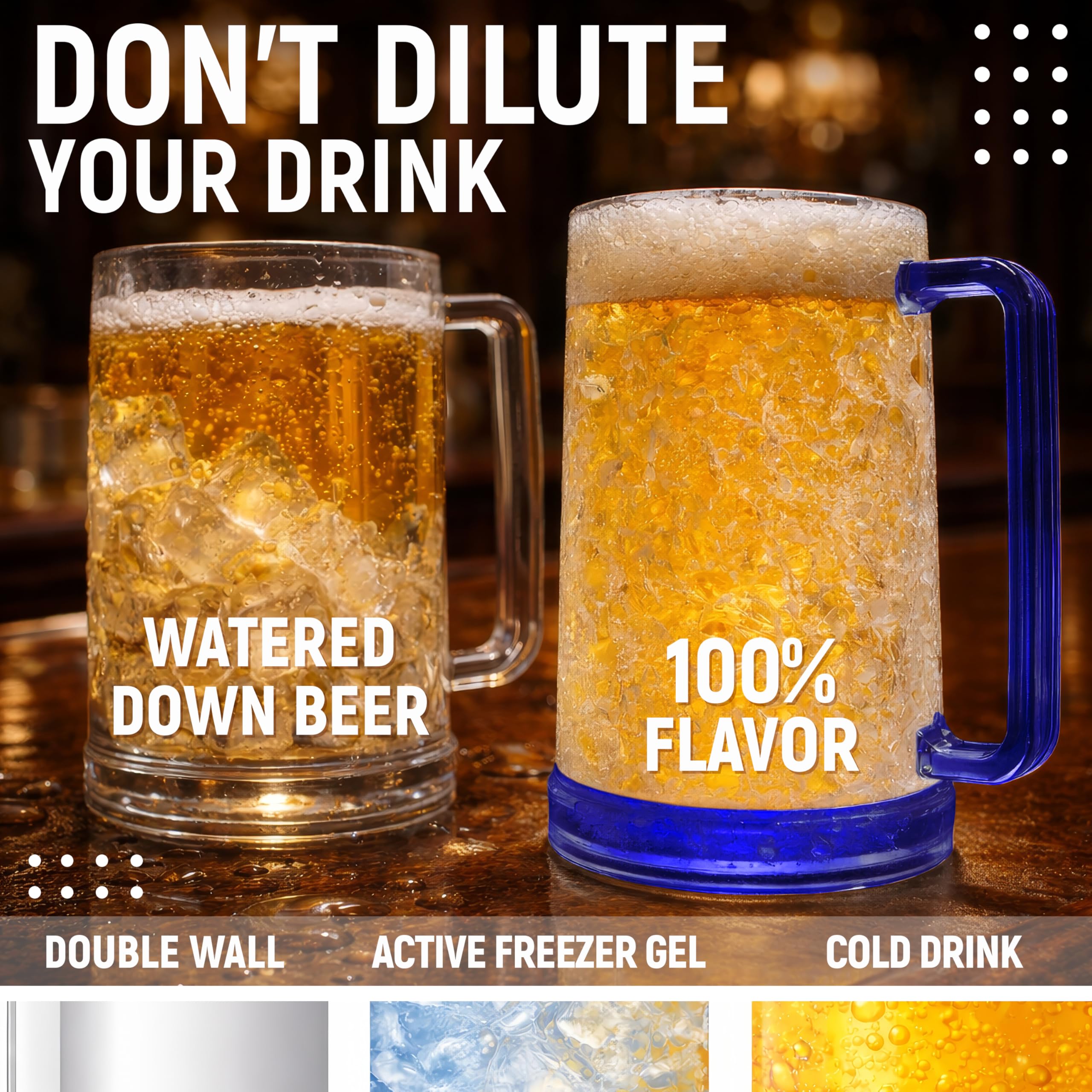 Granatan beer being poured into frozen mug demonstrating chilled pour benefit