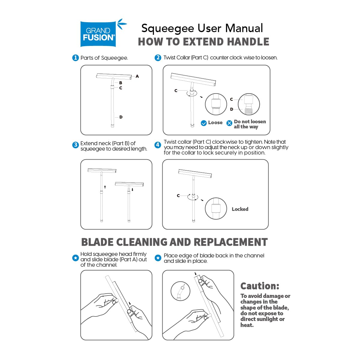 Grand Fusion adhesive hook mounted on tile keeping squeegee organized and quickly accessible