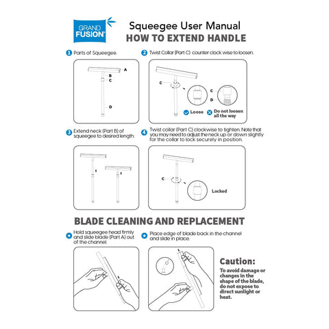 Grand Fusion adhesive hook mounted on tile keeping squeegee organized and quickly accessible