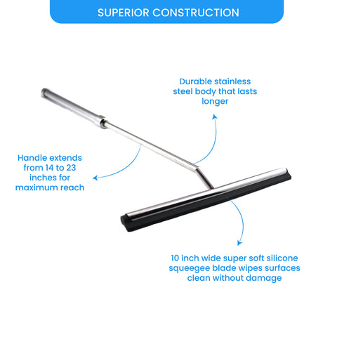 Grand Fusion squeegee in shower removing water from glass door for clearer visibility
