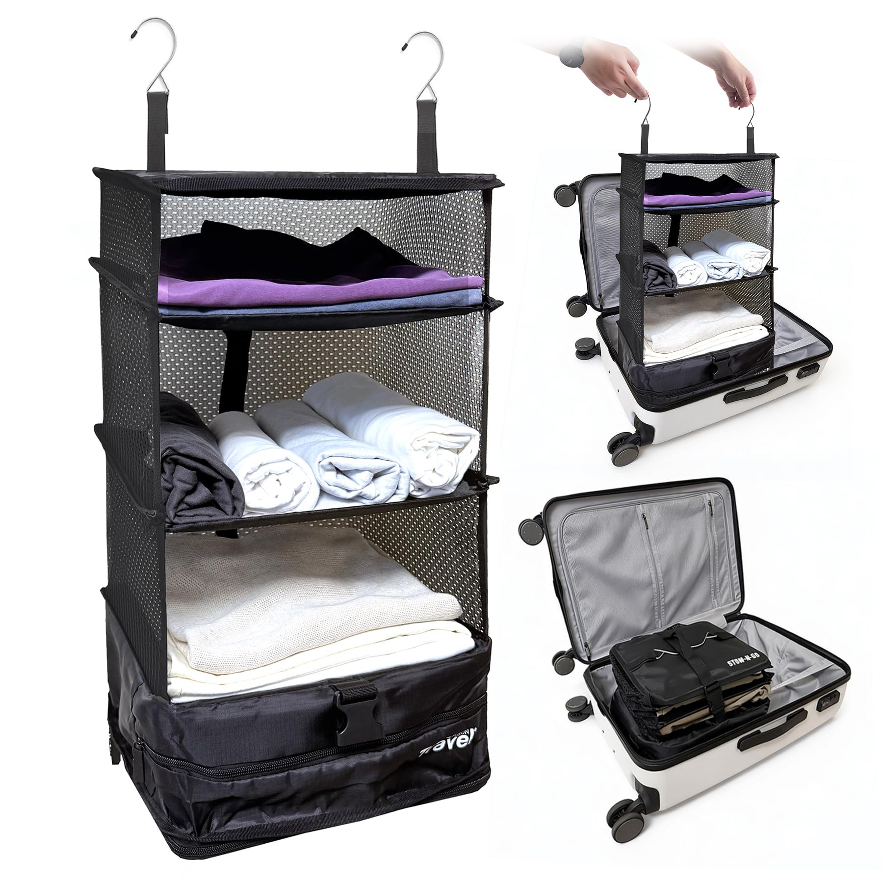 Grand Fusion front view showing organized hanging shelves and easy access