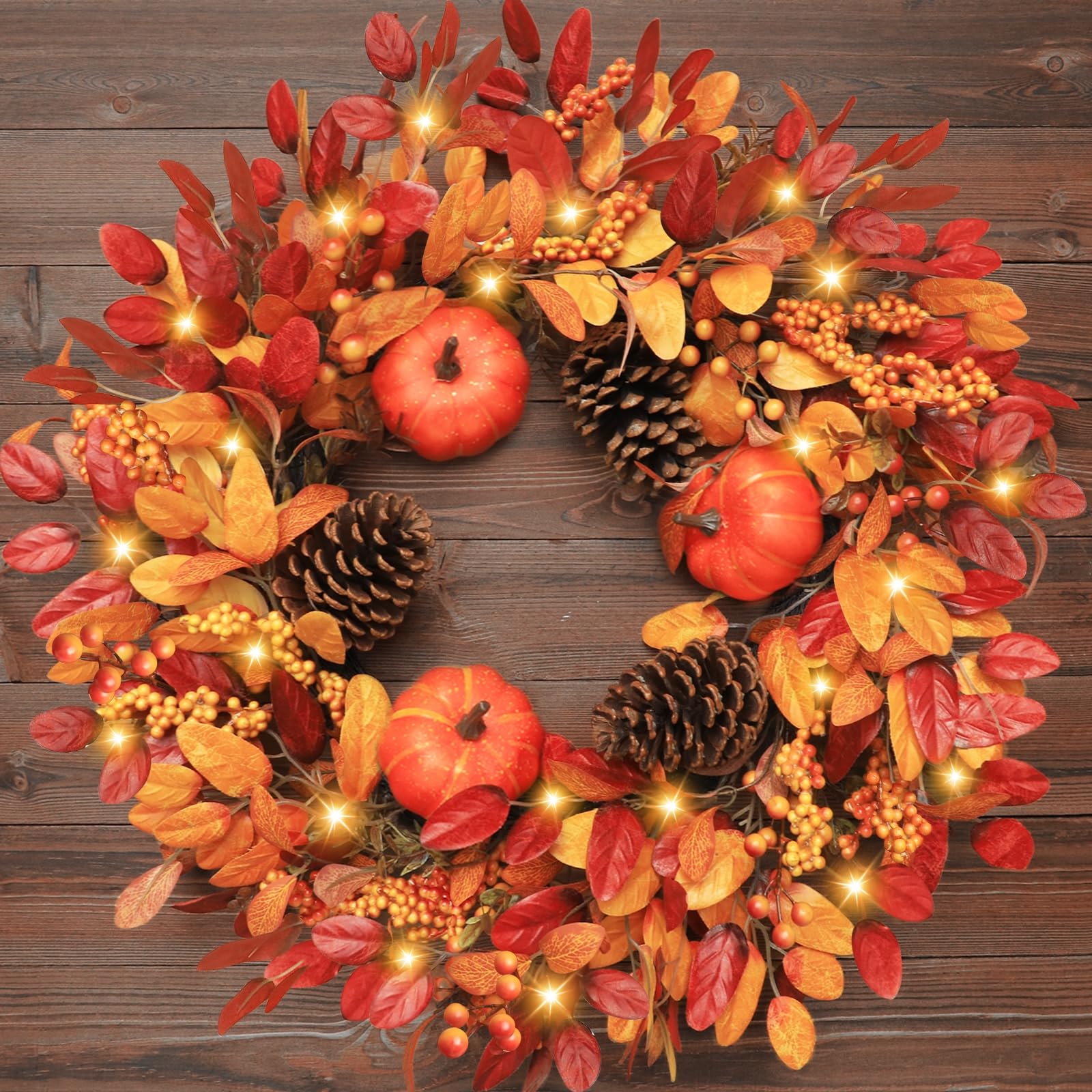 Grandeal front door wreath adding warm autumn curb appeal