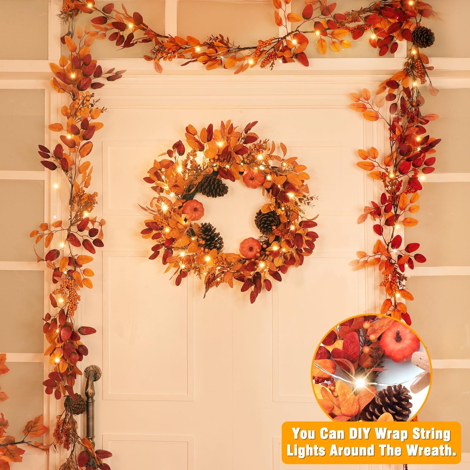 Grandeal styled on mantel for indoor Thanksgiving decoration impact