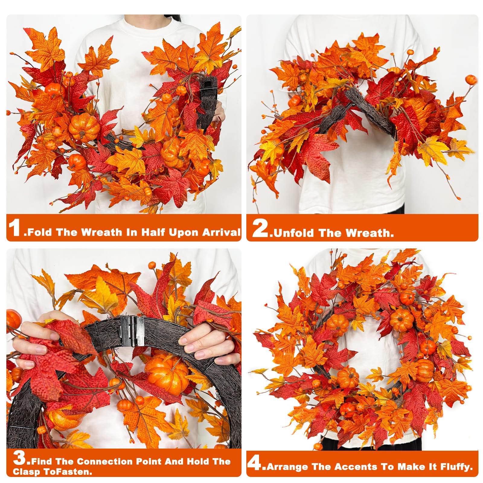Grandeel folded wreath compact for easy storage and space saving