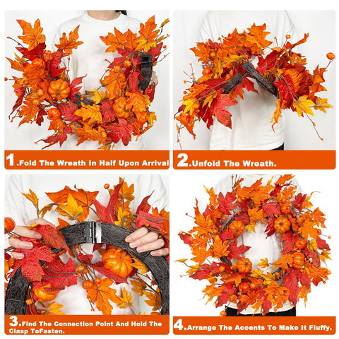 Grandeel folded wreath compact for easy storage and space saving