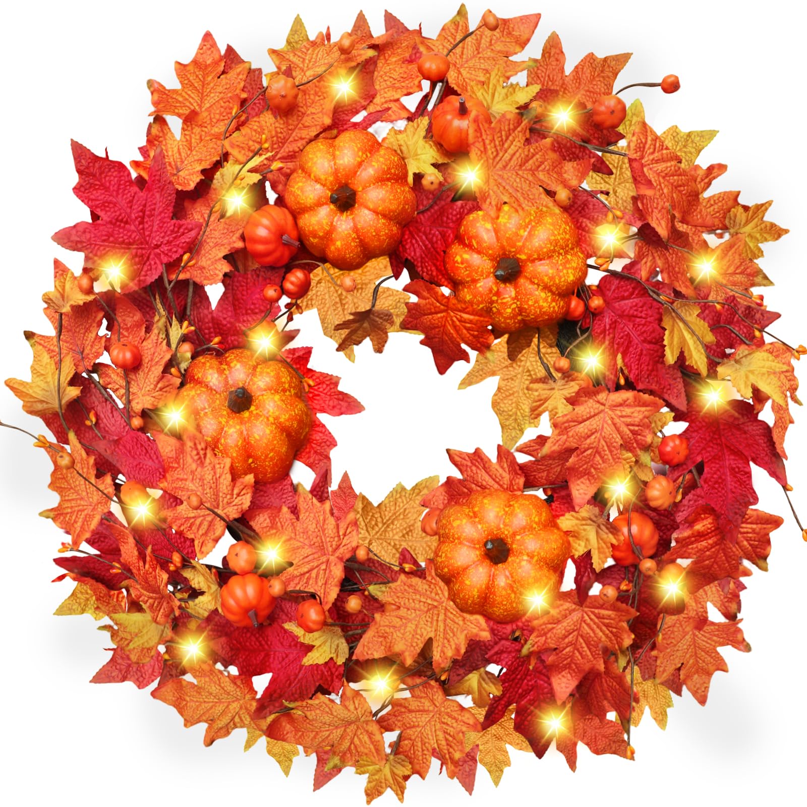 Grandeel front door wreath hung on porch, adds welcoming autumn curb appeal