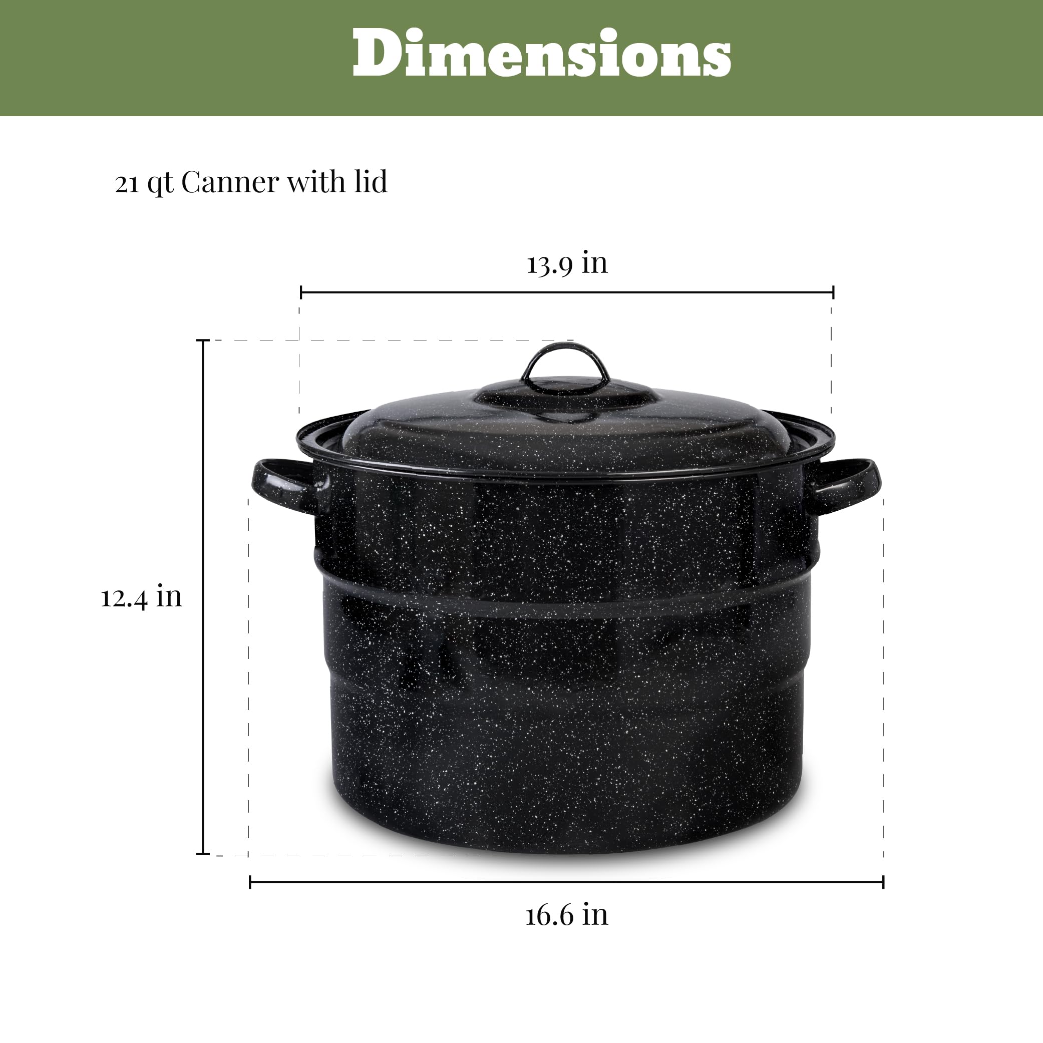 Granite Ware seven-jar rack inside canner holding jars upright for safe water bath processing