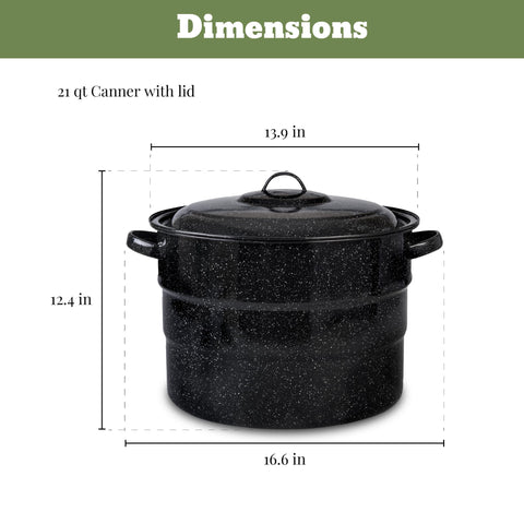 Granite Ware seven-jar rack inside canner holding jars upright for safe water bath processing