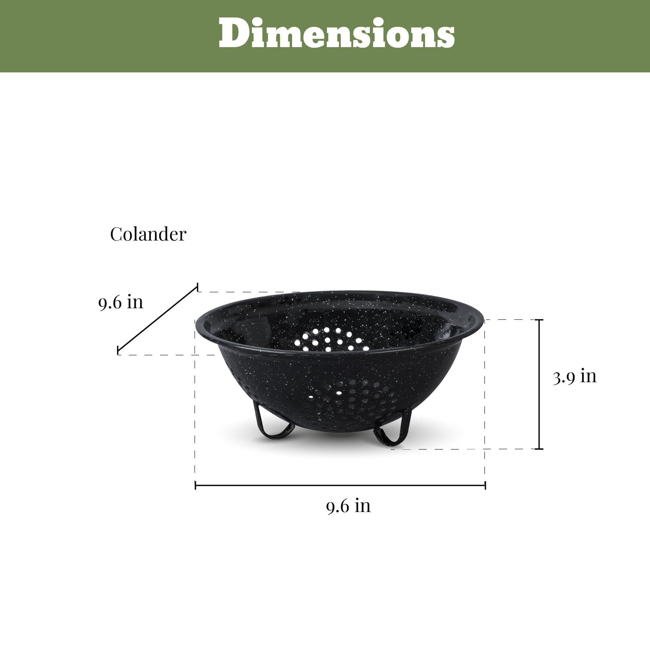 Granite Ware 9-inch colander and funnel set ready for prepping produce to speed filling