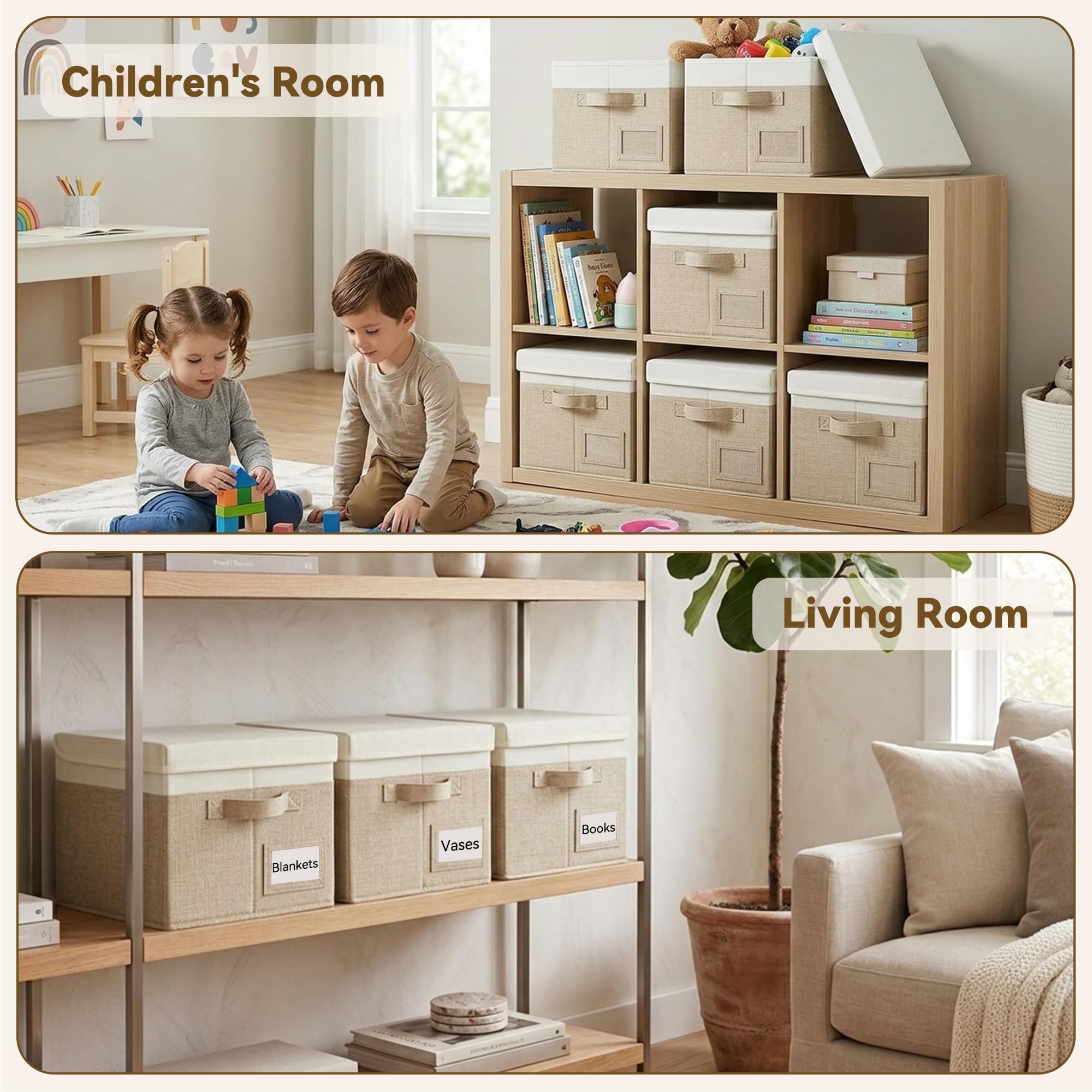 granny says storage bins styled in living room offering clutter control