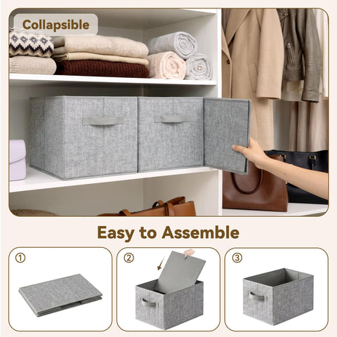 GRANNY SAYS bins placed on closet shelves keeping clothing organized and visible
