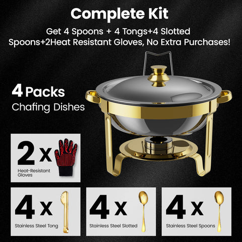 GRANVELL chafing dish with lid open displaying 6QT food pan and polished interior for easy serving