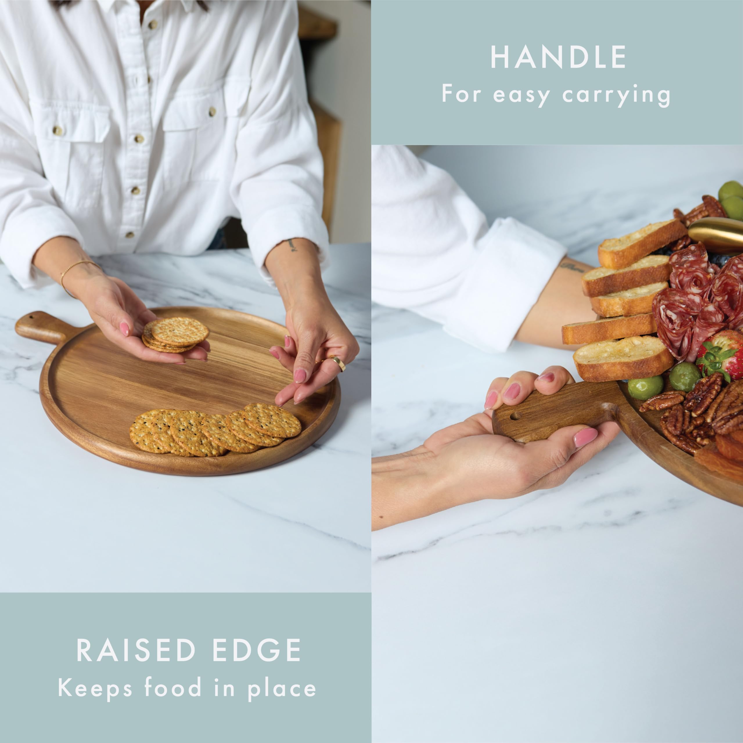 Grazerie populated charcuterie board in use showing complete entertaining setup