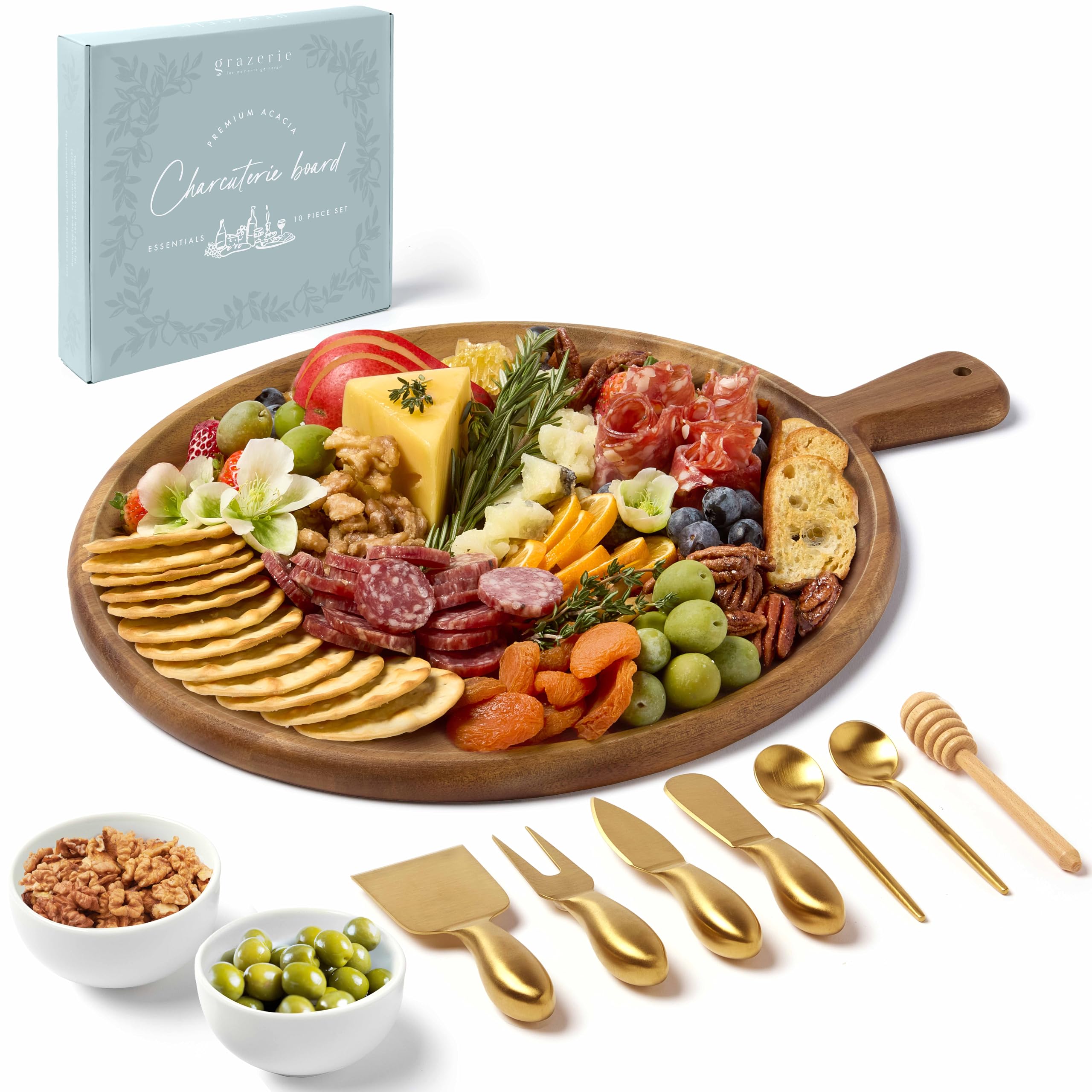 Grazerie front view of boxed board set showing ready-to-gift presentation and convenience