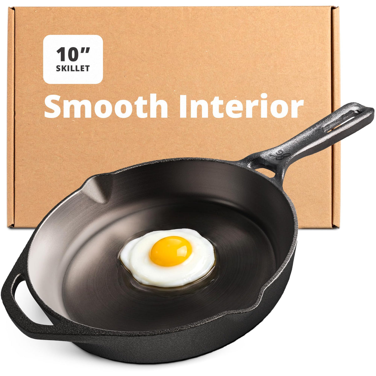 Greater Goods skillet front packaging showing ready-to-use pan benefit
