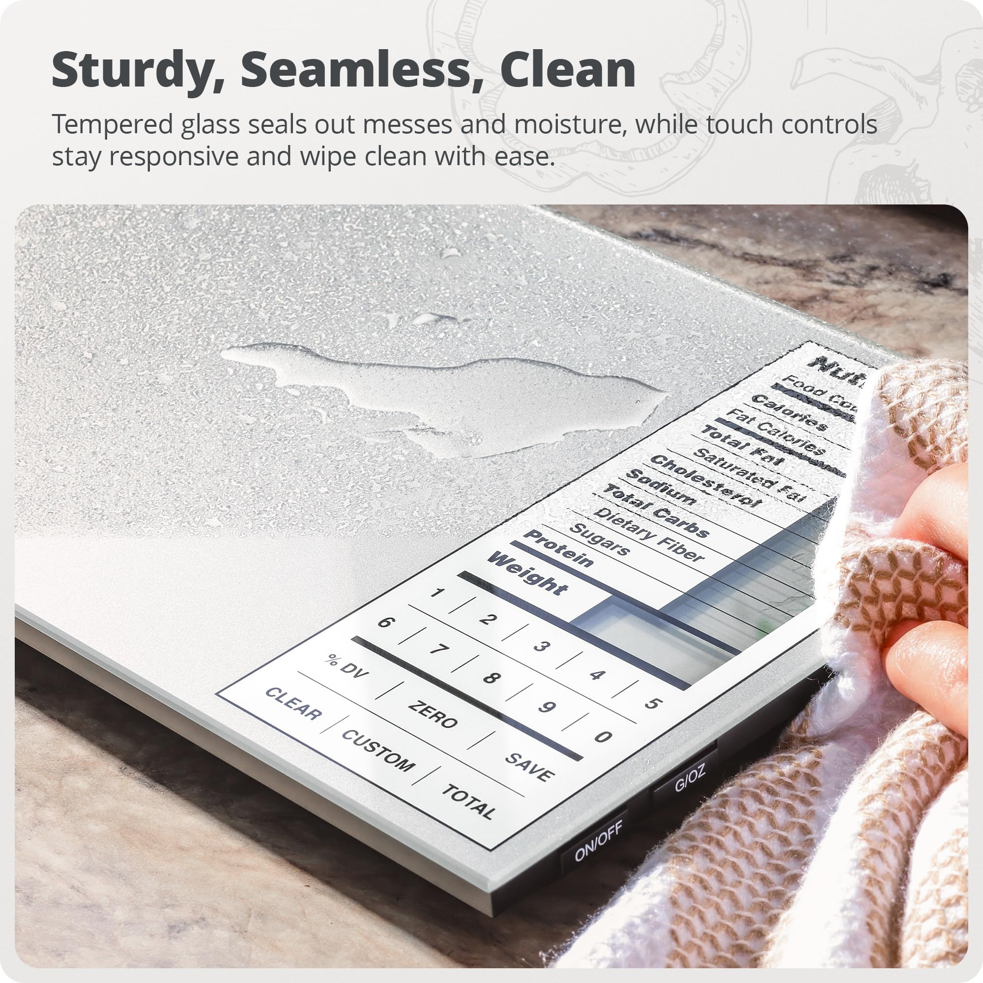 Greater Goods scale tucked in a drawer showing slim profile and space-saving convenience