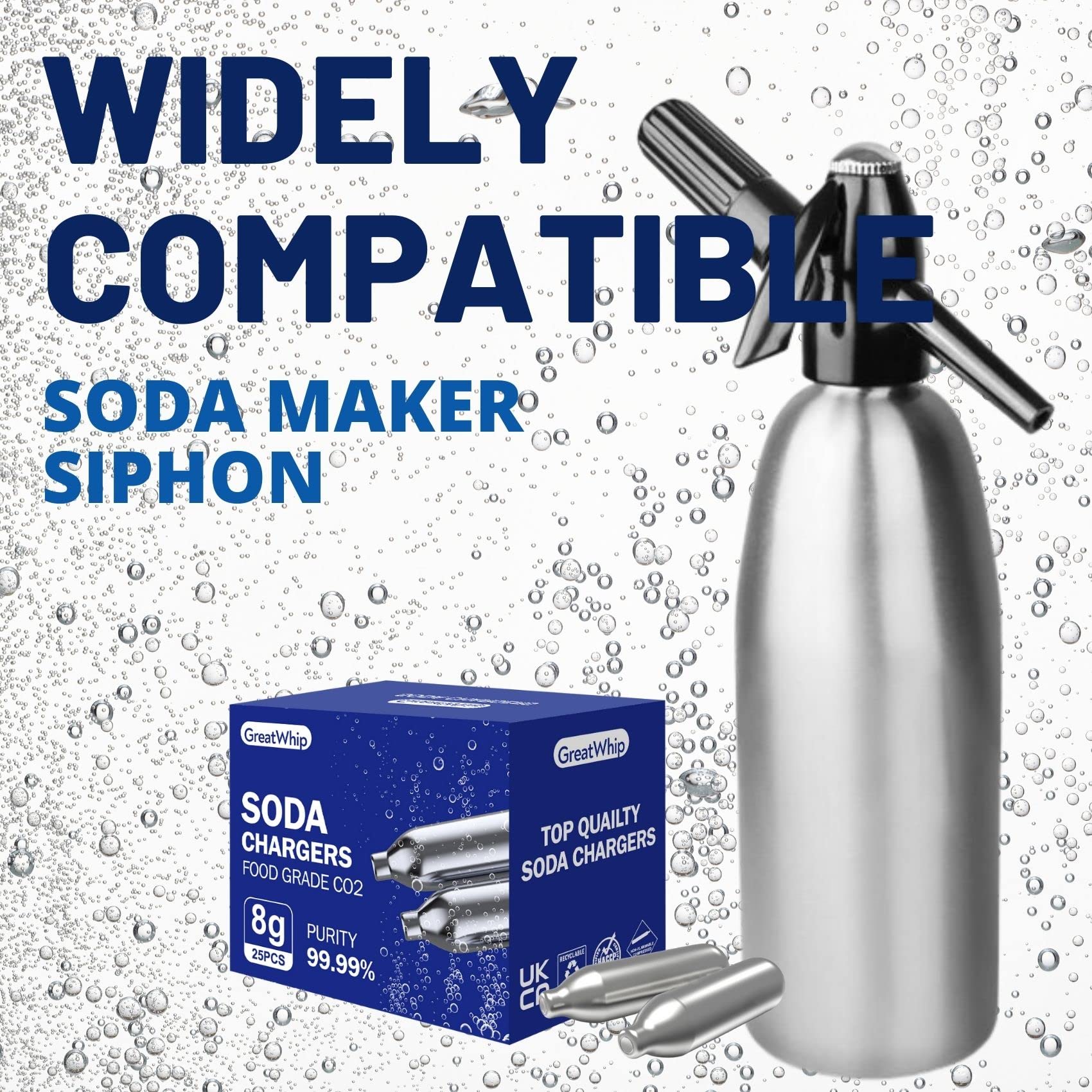 GreatWhip cartridge being inserted into soda siphon showing simple non-threaded use