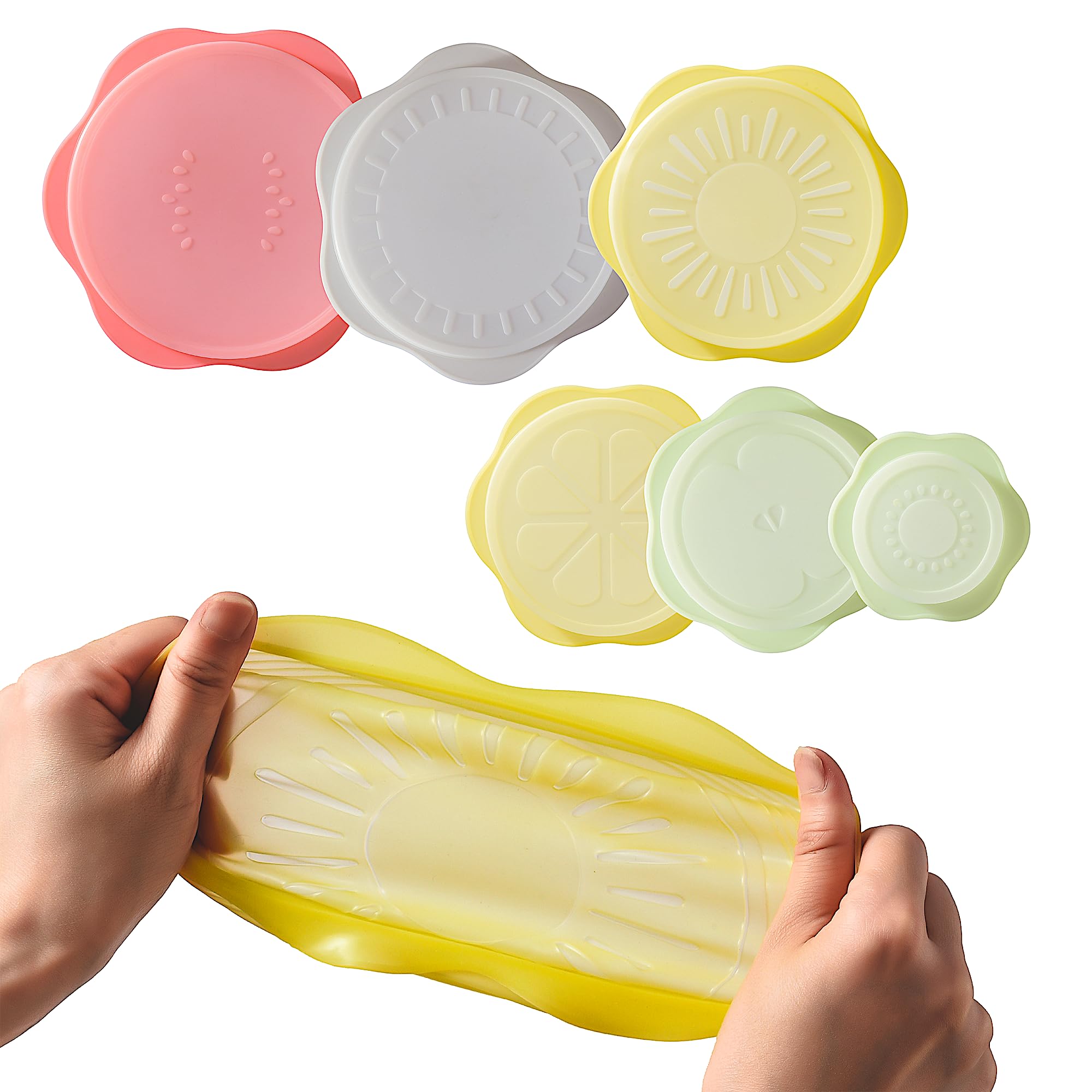 Green Hearth front packaging showing six multicolor silicone stretch lids and benefits