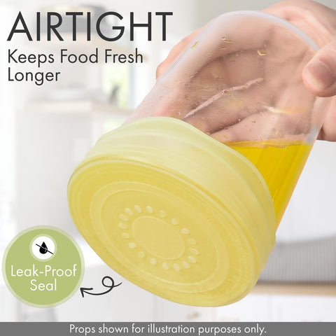 Green Hearth lid sealing a jar top illustrating spill protection and freshness retention