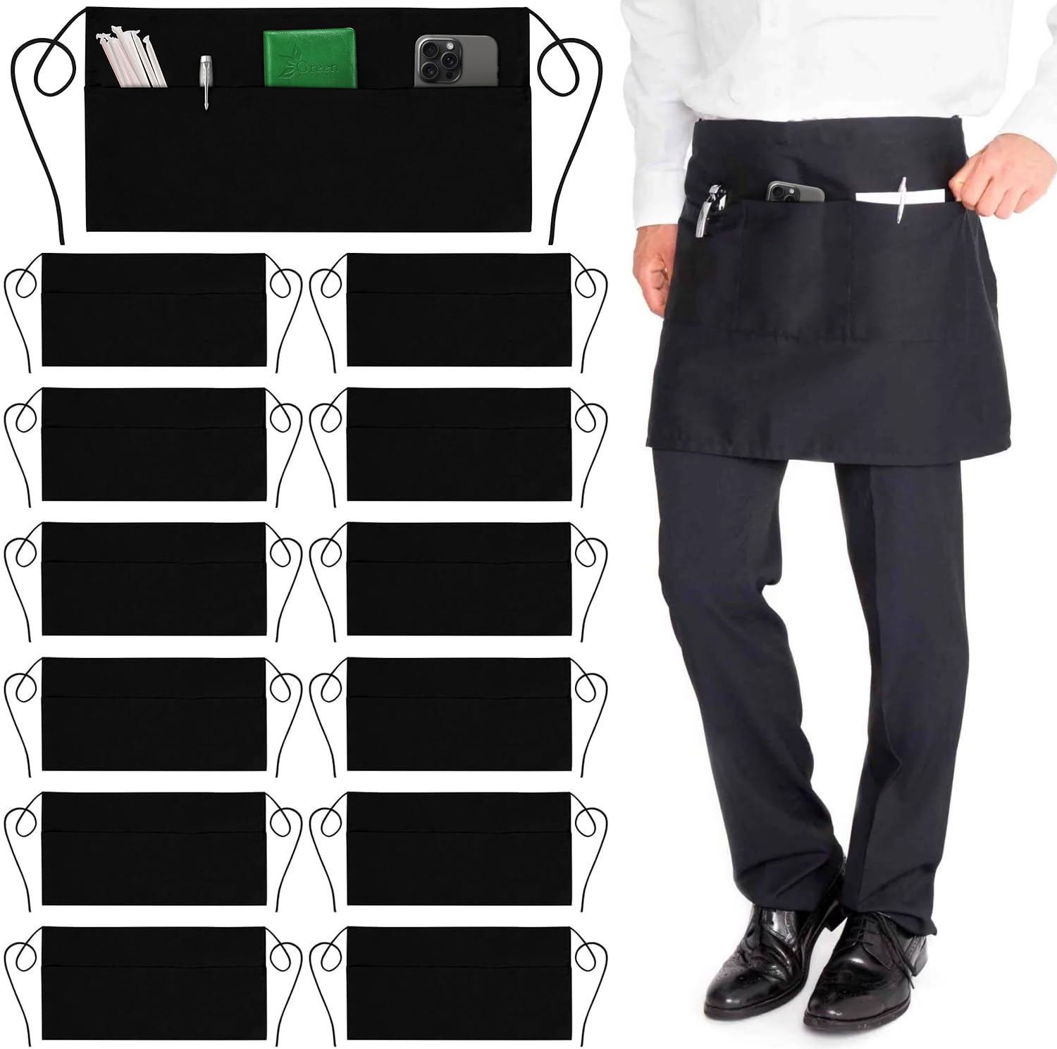 GREEN LIFESTYLE apron beside ruler showing size and scale for fit