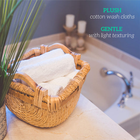 GREEN LIFESTYLE washcloth held in hand demonstrating size and softness
