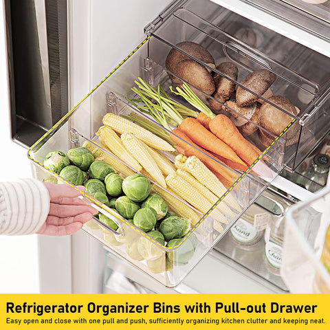 Greenby large drawer with removable partition organizing fruits and vegetables efficiently