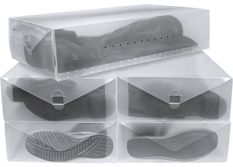 Greenco front view clear shoe box showing visibility and neat storage benefit