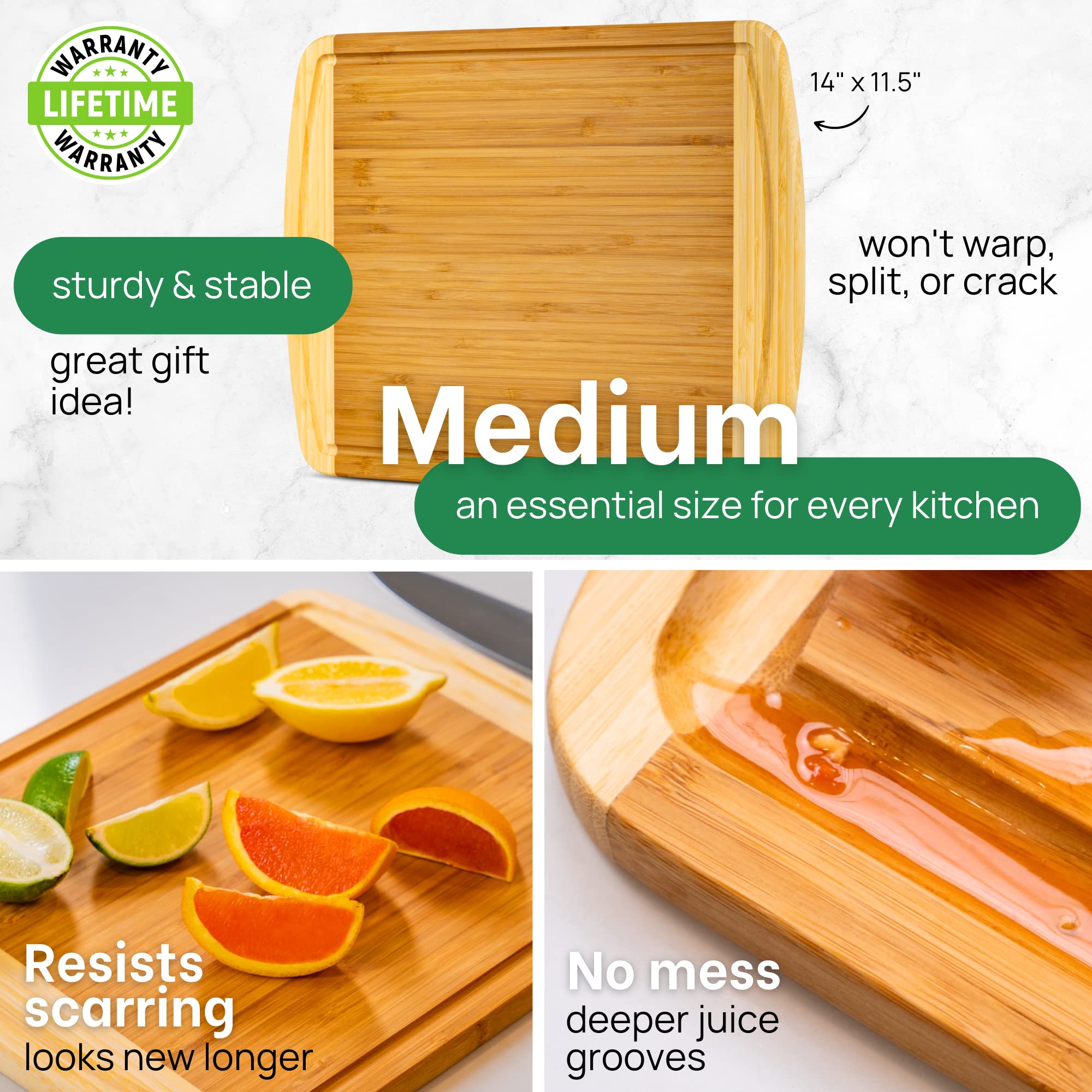 Greener Chef deep juice groove detail capturing drips for cleaner counters and easier cleanup